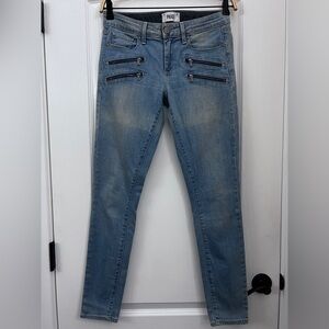 PAIGE Edgemont Blue Zipper Pocket Skinny Jeans - Size 28